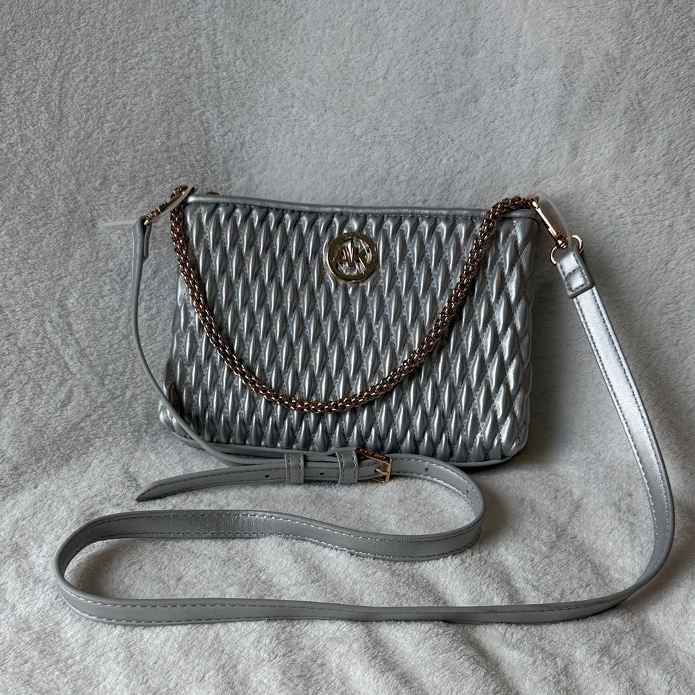 Anne Klein Silver Quilted Purse